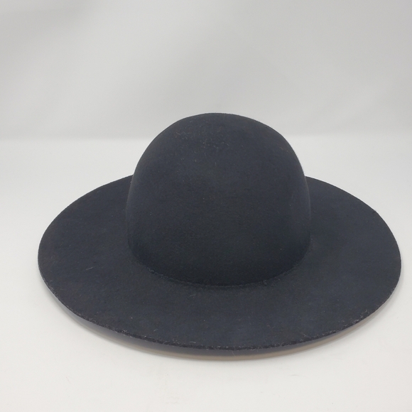 H & M DIVIDED 100% WOOL BLACK HAT FLOPPY FESTIVAL CLASSIC WOMEN SIZE LARGE 58 - Picture 7 of 12